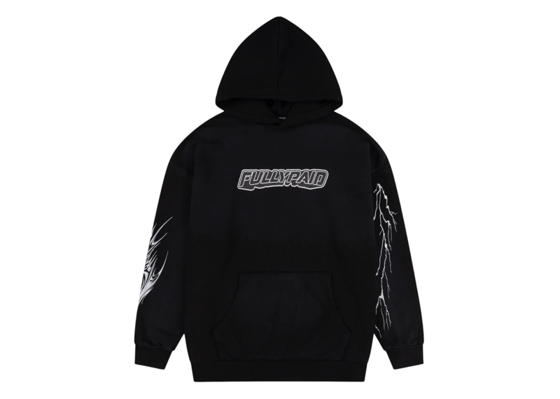 FULLY PAID BLACK ACID WASH HOODIE