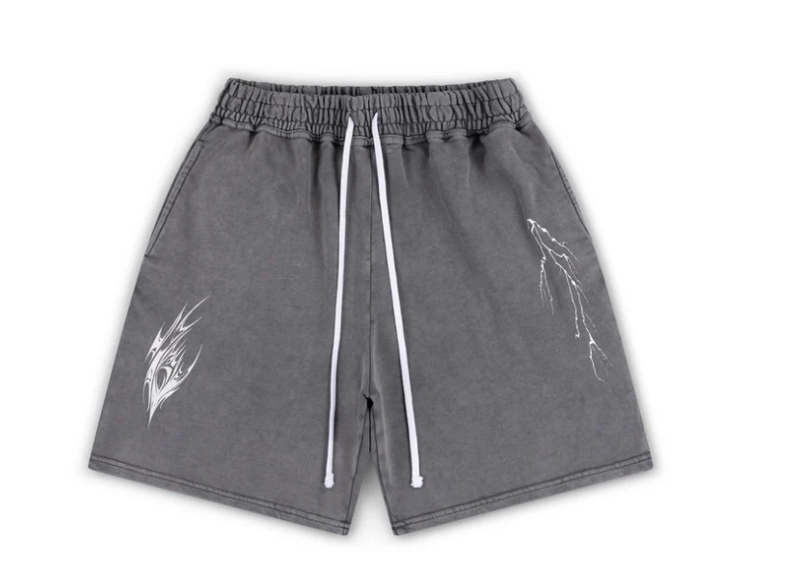 FULLYPAID GREY ACID WASH SHORTS