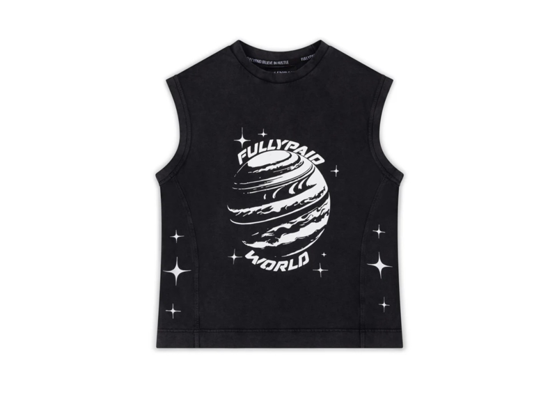 FULLYPAID WORLD BLACK ACID WASH VEST